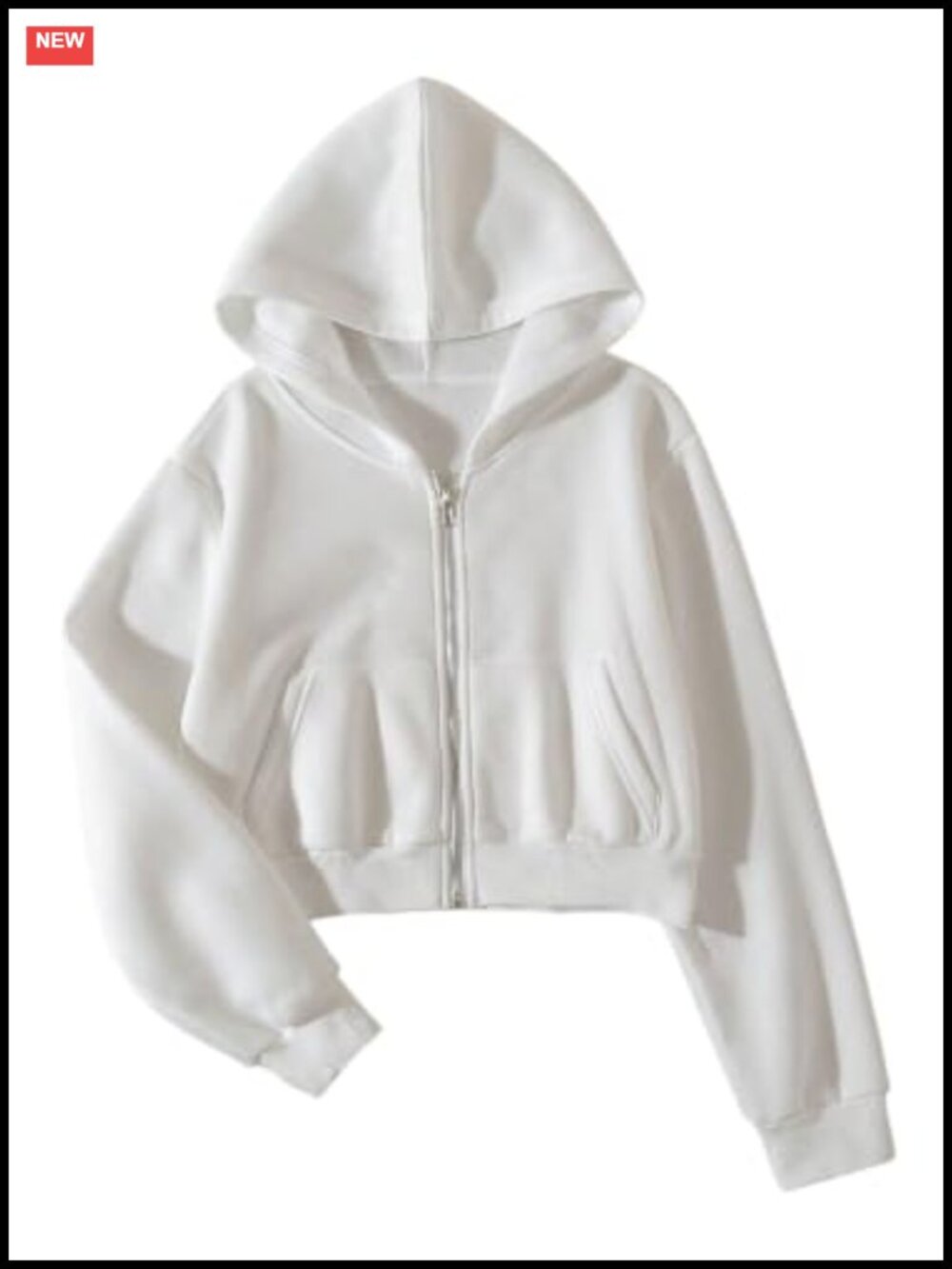 Women's Zip Up Cropped Hoodie Drop Shoulder Sweatshirt with Pockets